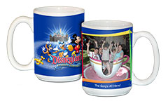 Two examples of Disney's PhotoPass mugs